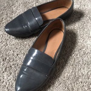 Nine West grey patent leather loafers